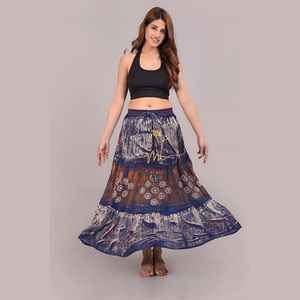 New Stylish Breathable Eco-Friendly Natural Mid-Rise Flared A-Line Maxi <b>Skirt</b> <b>Elasticated</b> Waistband Drawstring Closure Casual - Product Image 6