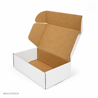 Boîte d'expédition en carton ondulé blanc 3 couches E Flute pour emballage alimentaire sec, emballage cadeau, logo personnalisé, fournisseur OEM