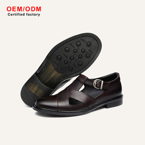 Sandales habillées en cuir véritable pour hommes, style nouveau, en cuir de vachette, imperméables, confortables, respirantes, ajourées, à enfiler, personnalisables OEM - Product Image 2