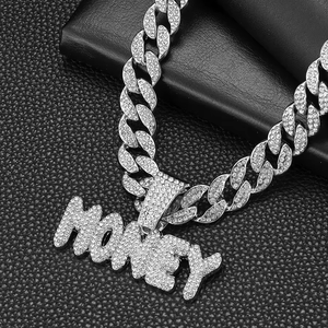 European American TrendyyWholesale Necklace <b>Cross</b>-Border Hot-Selling Men's Cuban Pendant Letter Money - Product Image 3