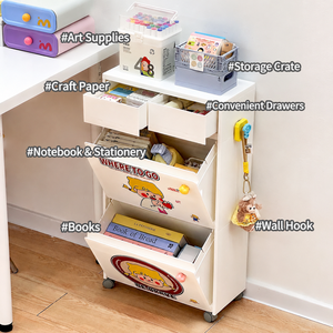 Rolling Tilt Out Storage Cabinet Multi <b>Drawer</b> Mobile <b>Organizer</b> Cart For Bedroom Study Sundries Books Toy Storage - Product Image 4