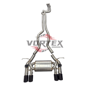 Sistema de Escape Catback Vortex SS304 de Longitud Igual para BMW M3 M4 F80 F82 S55 2014-2018, Sistema Valvetronic, Puntas Cuádruples en Negro Brillante - Product Image 1