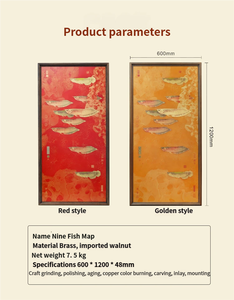Peinture de neuf poissons en laiton sculpté, style chinois moderne, pour entrée, salon, couloir, <span class=keywords><strong>art</strong></span> mural pour déménagement dans une nouvelle maison - Product Image 6