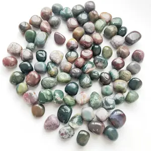 Pietre di ghiaia di ghiaia all'ingrosso di alta qualità che curano pietre di palma di cristalli burattati di diaspro dell'oceano di piccole dimensioni