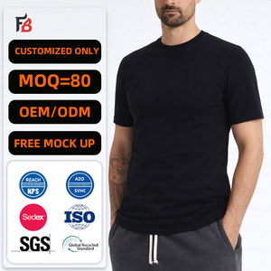 Fabrication en gros de t-shirts pour hommes en coton 100% noir de haute qualité, coupe ajustée, sur mesure - Product Image 1
