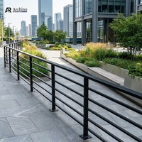 Luxuriöses Zeitgenössisches Aluminium-Legierung Rahmenloses Balkon- & Treppengeländer Rostbeständige Schwarze Lamellen DIY Villa & Hotel