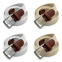 Ceinture de golf en gros pour hommes, en sangle tressée solide, élastique extensible, avec boucle ardillon en laiton, en cuir véritable, 48 pouces