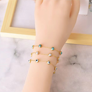 <span class=keywords><strong>Bracelet</strong></span> mode femme Acier titane perle <span class=keywords><strong>bracelet</strong></span> oeil turquoise fr ou - Product Image 2