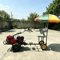 Remorque de motoculteur à 2 roues avec siège détachable et pédale, chariot de remorquage pour mini-motoculteur et cultivateur