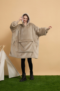 Sweat-shirt sherpa surdimensionné pour hommes et femmes, couverture à <span class=keywords><strong>capuche</strong></span> avec manches - Product Image 4