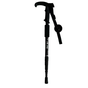 Spot goods shock-absorbing ultra light aluminum alloy mountaineering trekking poles with four section curved handle