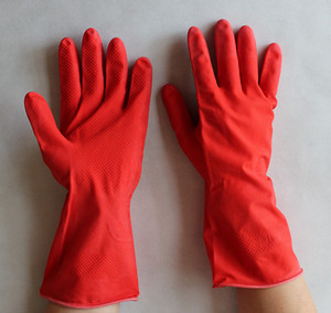 Suncend günstiger Preis blaues Latex Gummi-Flocking-Haushaltshandschuh - Product Image 6