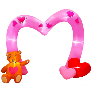 Arco Inflable de 3 Metros con Forma de Corazón y Oso para el Día de San Valentín, con Luces, Impermeable, Ecológico, Decoración para Aniversarios, Bodas y Fiestas - Product Image 1