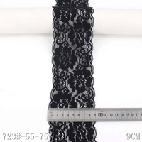 Bordure en dentelle extensible florale douce de 8 cm, noire et nude, pour ceinture de culotte, décoration de vêtements, accessoires vestimentaires