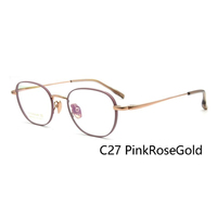 Montura Óptica Redonda de Titanio Puro, Multicolor, Portátil, para Uso Diario, para Lentes Graduadas