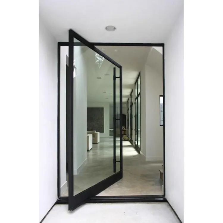 Alufront Smart Electric Frosted Glass Aluminum Glass Pivot Door Front Entry Aluminium Pivot Door Modern Pivot Doors