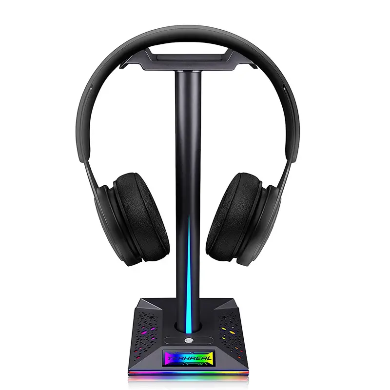 RGB แสงหูฟังยืน USB 3.5มิลลิเมตรเสียงอินเตอร์เฟซชุดหูฟังเกมยืน