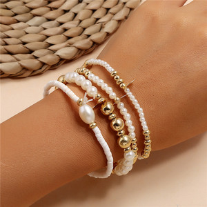 Korean Imitation Pearl size plastic beaded Bracelet jewelry for girls kids - Product Image 5