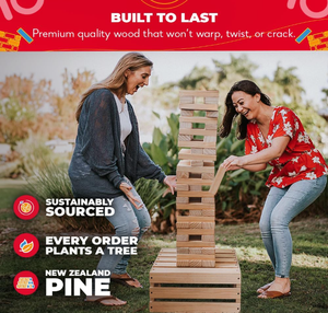 Juego de Torre Gigante Premium de 60 Bloques con Caja de Almacenamiento/Mesa para Exteriores, Juegos de Jardín Gigantes para Adultos y Familias, Set Gigante |   Diversión en el Gran Patio Trasero - Product Image 5