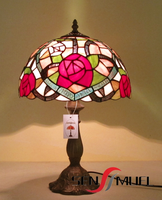 Lampe de table LED Tiffany en verre teinté, faite à la main, de style antique, décorative, pour chambre à coucher, 12 pouces, personnalisée, de la marque Sensmuel Factory Outlet