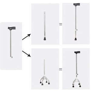 Walking Stick Stainless Steel Telescopic Height <b>Adjustable</b> Anti Slip Four Corner Base For Elderly Disabled Support - Product Image 1