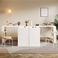 Coiffeuse moderne 3 tiroirs avec bureau en L, miroir éclairé, réglable, en MDF blanc, pour chambre/salon