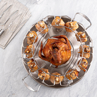 Estante para patas de pollo de acero inoxidable de alta resistencia con bandeja de goteo para ahumador de barbacoa y soporte para asar al horno para alas de baquetas