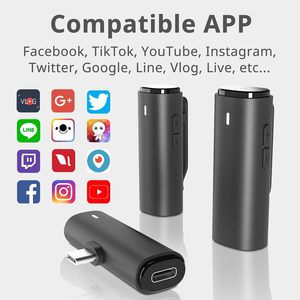 Bluetoothラベリアマイク2個セット、iPhone/Androidビデオ録画Vlog用長距離ワイヤレスクリップオンマイク、Type-C 20ms - Product Image 6