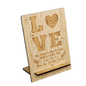 Soporte para Tarjetas con Grabado Láser de Corazón de Bambú, 15x25x10cm, para Decoración del Hogar u Oficina, Regalo para el Día de San Valentín o el Día de la Madre - Product Image 2