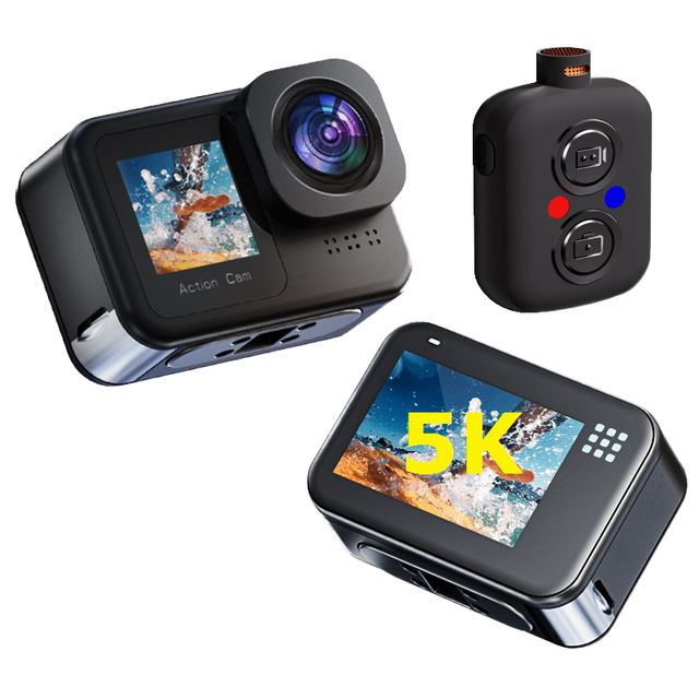 New WiFi Sports Action Camera EIS Anti-Shake Dual Screen Touch Night Vision Waterproof Body 5K 4K 60FPS Vlogging MicroSD