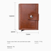 Tempat kartu kredit Bank Retro Pria Wanita, dompet minimalis cerdas Rfid logam Anti pencurian, tempat kartu tunai Bank hitam kulit PU untuk pria dan wanita