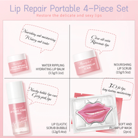 Coffret Cadeau Portable de 5 Pièces Soins des Lèvres: Baume Réparateur Hydratant Biologique pour les Lèvres, Sous Marque, Élimine les Peaux Mortes
