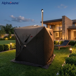 Sauna portable d'extérieur en forme de cube, tente de sauna avec poêle en bois, accessoires de luxe, vente en gros - Product Image 2