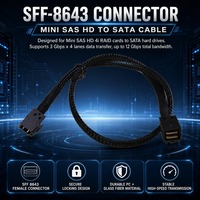 Cable SFF-8643 de Doble Blindaje, Mini SAS HD, Interconexión Interna para Servidor, Tarjeta RAID, Expansión de Matriz de Discos Duros, Transmisión de 12 Gbps