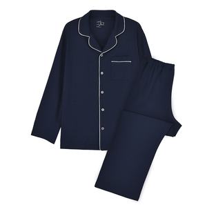 Pyjamas en coton mélangé modal de haute qualité, vente en gros, design simple, ensembles de vêtements de maison pour femmes et hommes, respirants, manches longues, 2 - Product Image 4