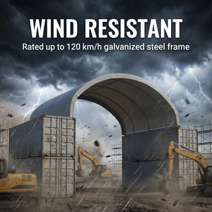 Bâtiment dôme industriel en métal et PVC 40x60 pieds, certifié CE - Résistance au vent 110 km/h, résistance à la neige 0,5 KN/m² pour entrepôt de stockage intensif et <span class=keywords><strong>garage</strong></span> automobile - Product Image 3