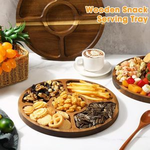 Wooden Partition Plate 5 Compartment <b>Snack</b> <b>Tray</b> For Party Serving <b>Trays</b> - Product Image 3