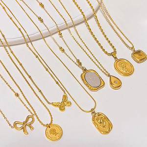 Collar con Colgante de Flor de Acero Inoxidable Chapado en Oro de 18K XL463 - Gargantilla Floral Delicada con Tulipán/Flor de <span class=keywords><strong>Margarita</strong></span> para Mujer - Product Image 1