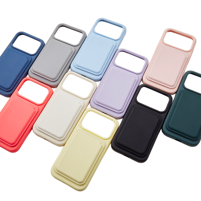 NEW Product Liquid Silicone 2.0mm Thickness Phone Case with Silicone Magnetic Card Holder Set for iphone 17 Pro Max