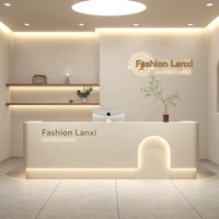 Comptoir de réception/bar moderne et minimaliste en bois durable, design carré, pour hôtel, centre commercial, avec éclairage LED, caractéristiques écologiques, couleur personnalisable