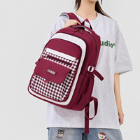 Sac à dos de style japonais pour écoliers du primaire et du collège, unisexe, à carreaux contrastés, design tendance, simplicité urbaine, en polyester