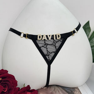 String pour femmes matures 2025, vente directe, nom personnalisé, tangas pour femmes, sous-vêtements transparents, culottes en <span class=keywords><strong>dentelle</strong></span> noire - Product Image 2