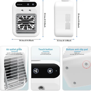 Mini Aire Acondicionado Portátil, <span class=keywords><strong>Enfriador</strong></span> de Aire, 1800 mAh, Recargable por <span class=keywords><strong>USB</strong></span>, Ventilador de Niebla para Hogar y Oficina, Ventilador de Enfriamiento por Agua con Tanque de Agua de 500 ml - Product Image 2