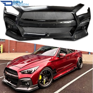 สำหรับ2014-2022 Infiniti Q50 V37เส้นขอบฟ้า400R kouki bitz R-แนวคิดสไตล์คาร์บอนไฟเบอร์กันชนหน้าดัดแปลงบางส่วน - Product Image 1