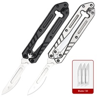 Couteau pliant multifonction transfrontalier, couteau à fruits en acier inoxydable, couteau de survie portable pour le camping, mini couteau porte-clés