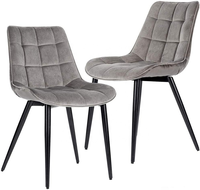 Chaise de salle à manger moderne de luxe nordique rembourrée en velours pour restaurant, cuisine en tissu pour table avec cadre en métal et coussin doux