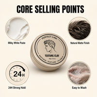 Argile coiffante personnalisée avec logo 100g – Pâte texturisante malléable, tenue moyenne à forte, brillance naturelle pour un volume décontracté