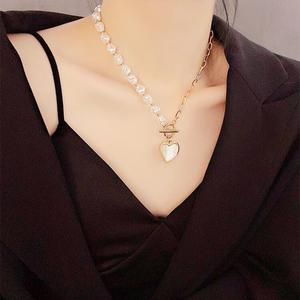 18K PVD mạ Vàng 316L thép không gỉ trang sức thời trang trái tim chuyển đổi Clasp kẹp giấy chuỗi giả ngọc trai dây chuyền cho phụ nữ - Product Image 3