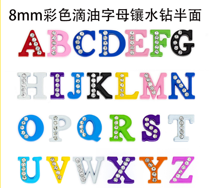 8mm colorful slide letters with a few crystals