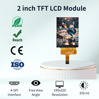 Layar TFT LCD 2 Inci Resolusi 240x320 Antarmuka SPI Layar IPS TFT Sudut Pandang Bebas 350nit Modul LCD